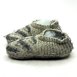 Bombas Kids Gray Knit Gripper Slippers Non-Slip Shoes Approx 6" Length